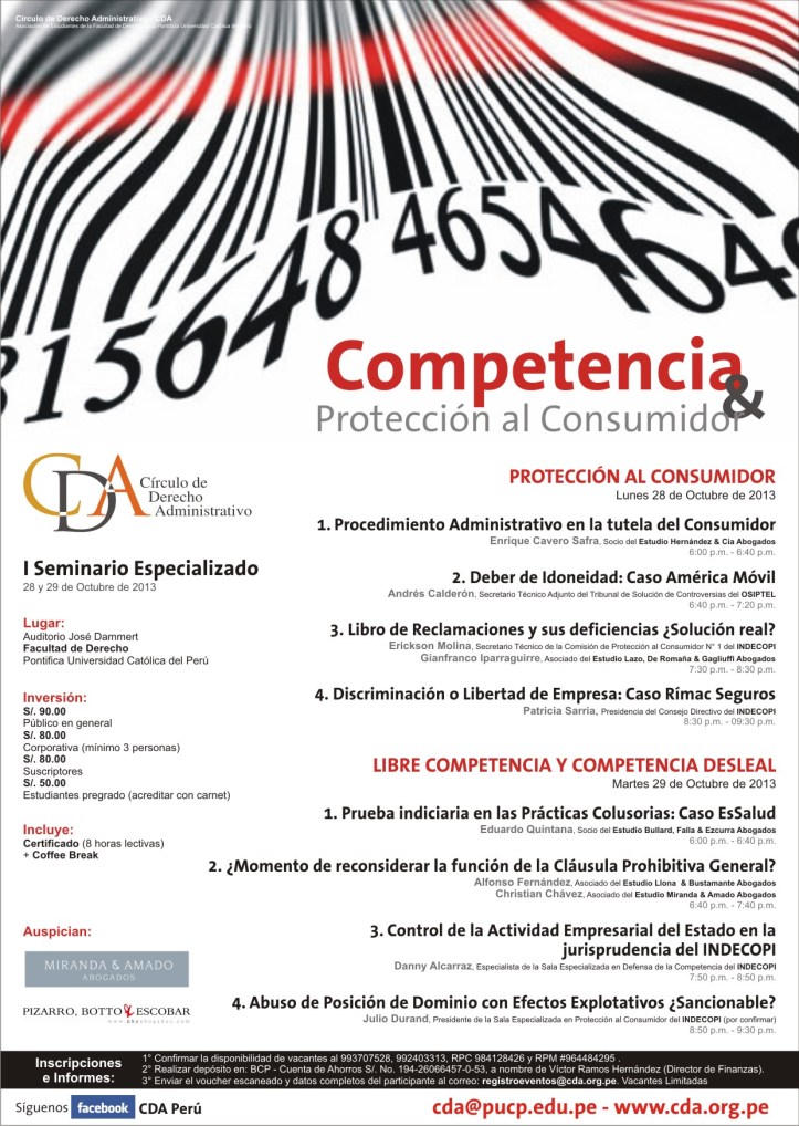 CDA - Seminario Competencia y Consumidor (28 y 29 Octubre 2013 - PUCP) LD